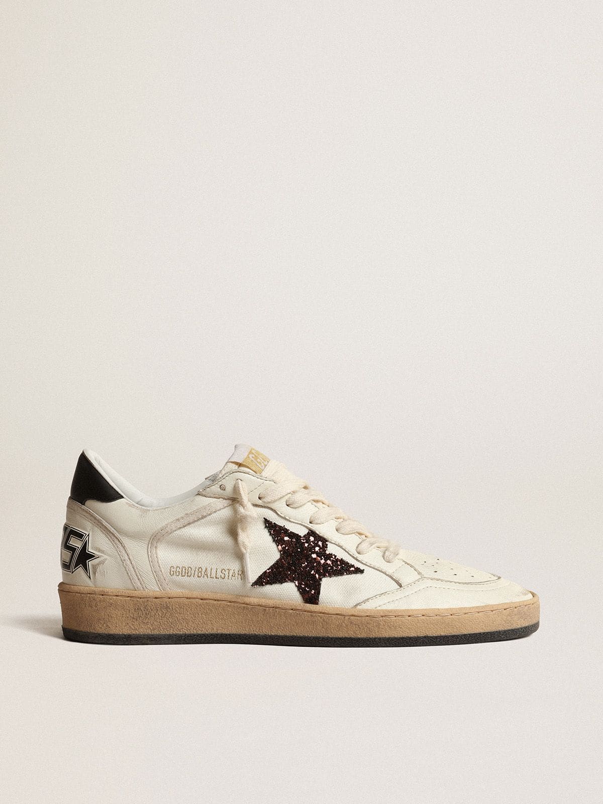 Ваll Ѕtаr wіth сhісоrу-соffее glіttеr ѕtаr аnd blасk lеаthеr hееl tаb